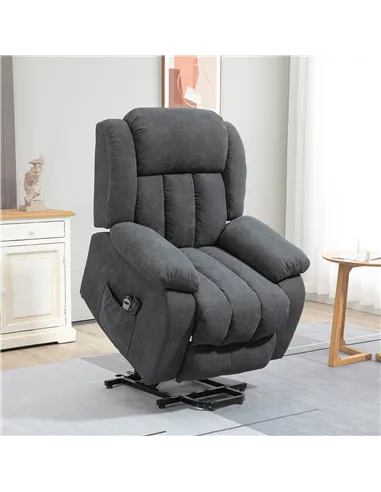 HOMCOM Oversized Riser and Recliner Chairs for the Elderly with 8 Vibration Massage, Large Fabric Upholstered Lift Chair for Liv