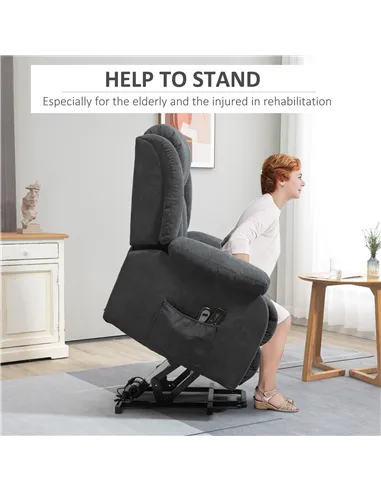 HOMCOM Oversized Riser and Recliner Chairs for the Elderly with 8 Vibration Massage, Large Fabric Upholstered Lift Chair for Liv