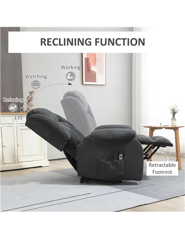 HOMCOM Oversized Riser and Recliner Chairs for the Elderly with 8 Vibration Massage, Large Fabric Upholstered Lift Chair for Liv