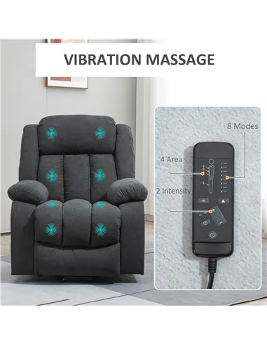HOMCOM Oversized Riser and Recliner Chairs for the Elderly with 8 Vibration Massage, Large Fabric Upholstered Lift Chair for Liv