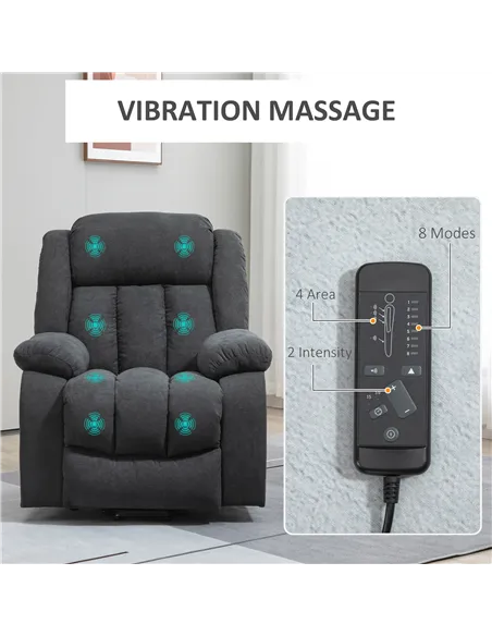 HOMCOM Oversized Riser and Recliner Chairs for the Elderly with 8 Vibration Massage, Large Fabric Upholstered Lift Chair for Liv