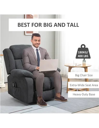 HOMCOM Oversized Riser and Recliner Chairs for the Elderly with 8 Vibration Massage, Large Fabric Upholstered Lift Chair for Liv