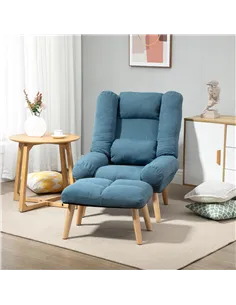HOMCOM Armchair with Footstool, 180° Recliner with Ottoman, Accent Chair and Footstool with 3-Position Adjustable Backrest and W 2