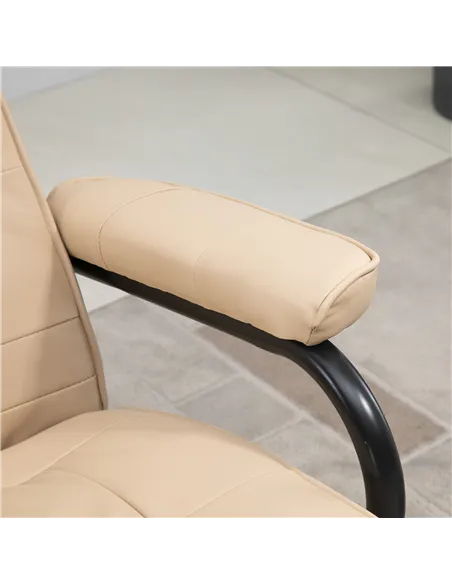 HOMCOM Swivel Recliner Chair and Footstool, Faux Leather Massage Recliner Armchair with Remote Control and Round Wrapped Base, C