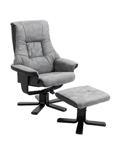 HOMCOM Fabric Recliner Sofa Armchair with footstool Swivel Sofa Grey