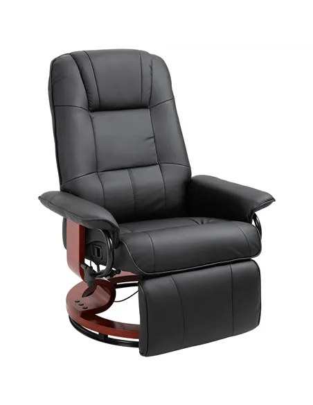 HOMCOM Reclining Swivel Chair, with Footrest - Black