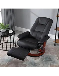 HOMCOM Reclining Swivel Chair, with Footrest - Black 2