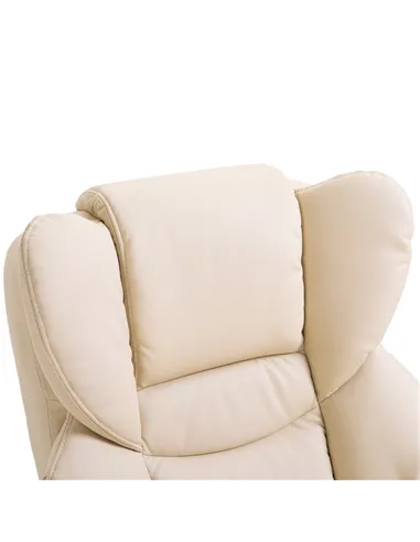 HOMCOM 360° Swivel Recliner Chair with Footstool, PU Leather Manual Recliner Armchair with Solid Wood Base, Upholstered Reclinin