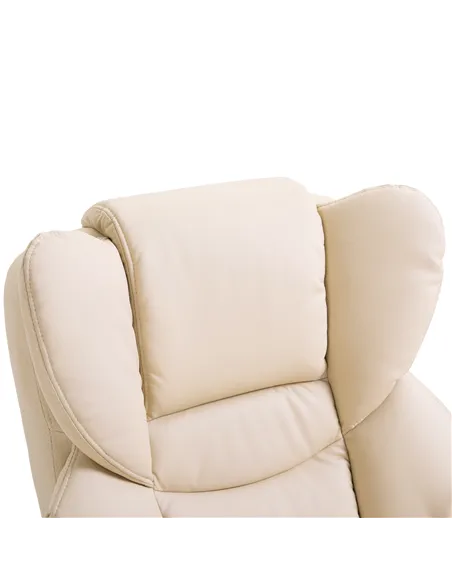 HOMCOM 360° Swivel Recliner Chair with Footstool, PU Leather Manual Recliner Armchair with Solid Wood Base, Upholstered Reclinin