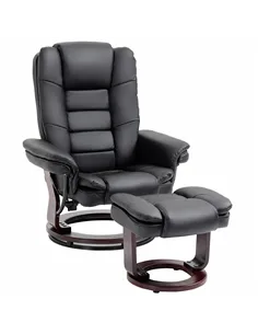 HOMCOM Recliner Chair With footstool, Recliner Armchair up to 130kg Weight Capacity, 135° Reclining Swivel Sofa Chair, PU Leathe