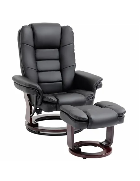 HOMCOM Recliner Chair With footstool, Recliner Armchair up to 130kg Weight Capacity, 135° Reclining Swivel Sofa Chair, PU Leathe