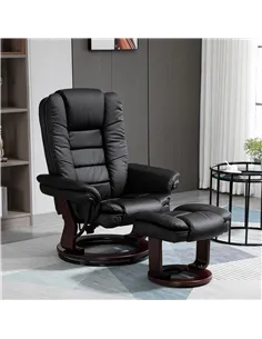HOMCOM Recliner Chair With footstool, Recliner Armchair up to 130kg Weight Capacity, 135° Reclining Swivel Sofa Chair, PU Leathe 2