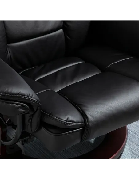 HOMCOM Recliner Chair With footstool, Recliner Armchair up to 130kg Weight Capacity, 135° Reclining Swivel Sofa Chair, PU Leathe