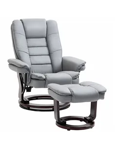 HOMCOM Recliner Chair With footstool, Recliner Armchair up to 130kg Weight Capacity, 135° Reclining Swivel Sofa Chair, PU Leathe
