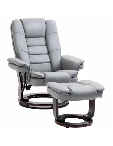 HOMCOM Recliner Chair With footstool, Recliner Armchair up to 130kg Weight Capacity, 135° Reclining Swivel Sofa Chair, PU Leathe