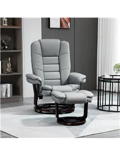 HOMCOM Recliner Chair With footstool, Recliner Armchair up to 130kg Weight Capacity, 135° Reclining Swivel Sofa Chair, PU Leathe 2