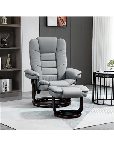 HOMCOM Recliner Chair With footstool, Recliner Armchair up to 130kg Weight Capacity, 135° Reclining Swivel Sofa Chair, PU Leathe