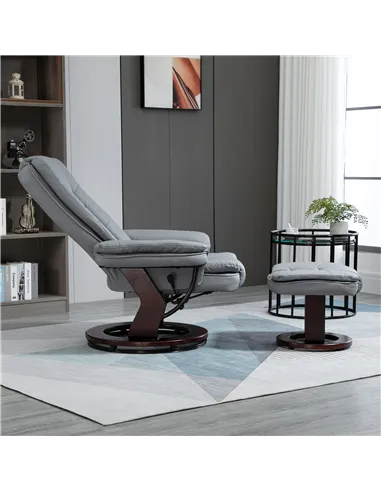 HOMCOM Recliner Chair With footstool, Recliner Armchair up to 130kg Weight Capacity, 135° Reclining Swivel Sofa Chair, PU Leathe