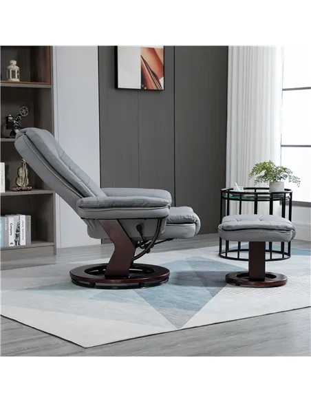 HOMCOM Recliner Chair With footstool, Recliner Armchair up to 130kg Weight Capacity, 135° Reclining Swivel Sofa Chair, PU Leathe