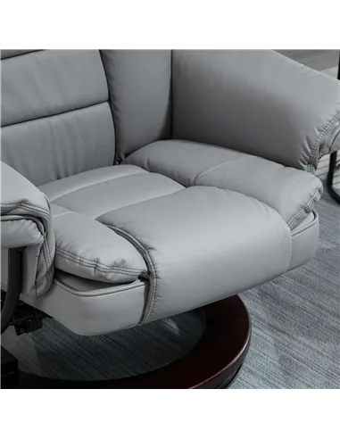 HOMCOM Recliner Chair With footstool, Recliner Armchair up to 130kg Weight Capacity, 135° Reclining Swivel Sofa Chair, PU Leathe