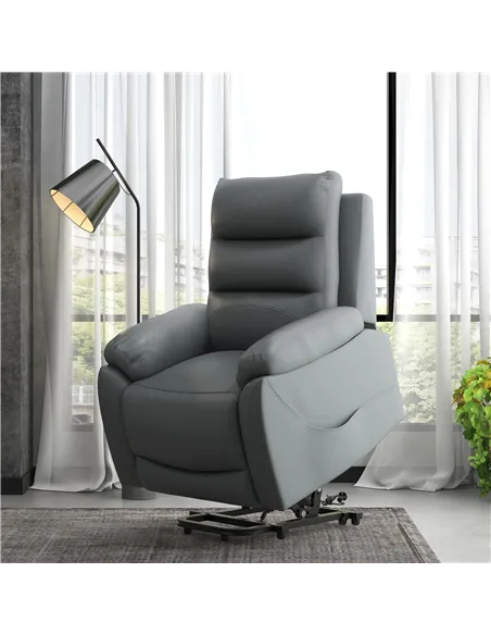 HOMCOM Electric Riser and Recliner for Elderly with 8 Vibration Massage, PU Leather Power Lift Recliner Chair for Living Room wi