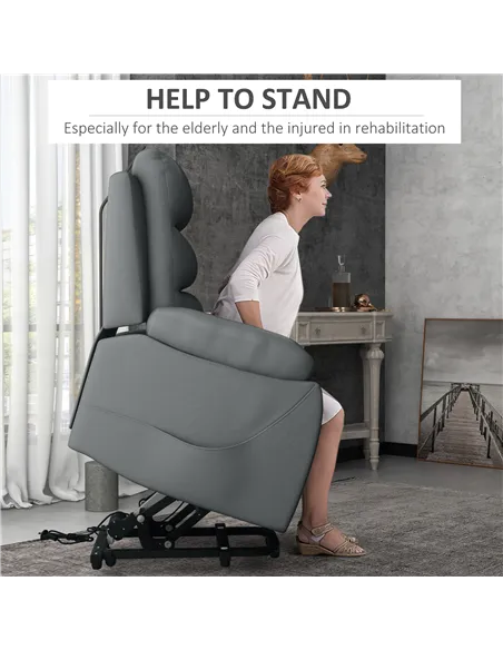 HOMCOM Electric Riser and Recliner for Elderly with 8 Vibration Massage, PU Leather Power Lift Recliner Chair for Living Room wi