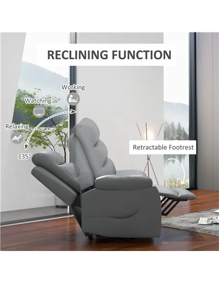 HOMCOM Electric Riser and Recliner for Elderly with 8 Vibration Massage, PU Leather Power Lift Recliner Chair for Living Room wi