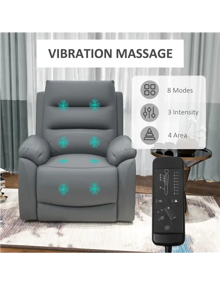 HOMCOM Electric Riser and Recliner for Elderly with 8 Vibration Massage, PU Leather Power Lift Recliner Chair for Living Room wi