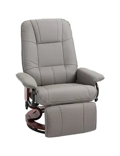 HOMCOM Reclining Swivel Chair, with Footrest - Grey