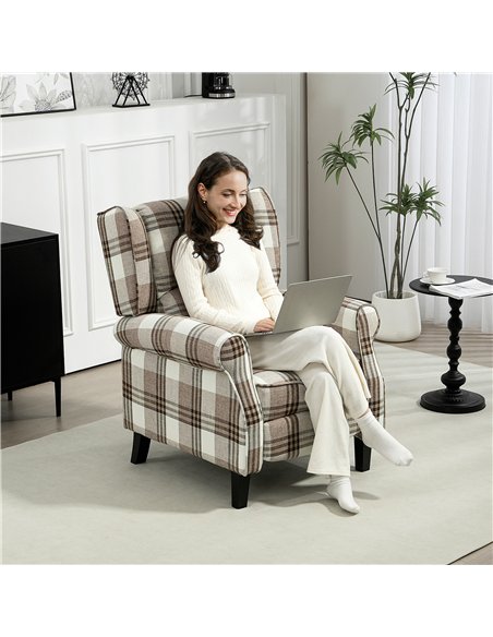 HOMCOM 160° Reclining Armchair, with Footrest - Brown