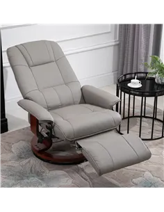 HOMCOM Reclining Swivel Chair, with Footrest - Grey 2