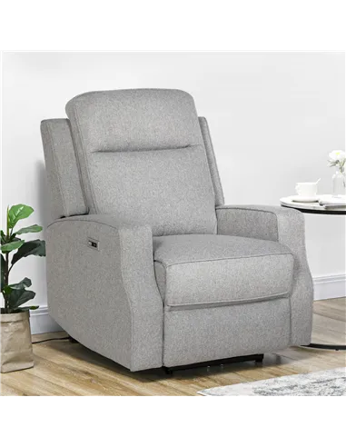 HOMCOM 150° Electric Reclining Chair, with USB port and Footrest - Grey