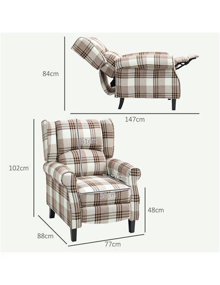 HOMCOM 160° Reclining Armchair, with Footrest - Brown