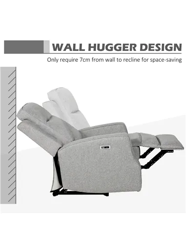 HOMCOM 150° Electric Reclining Chair, with USB port and Footrest - Grey