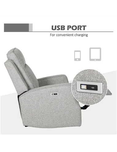 HOMCOM 150° Electric Reclining Chair, with USB port and Footrest - Grey