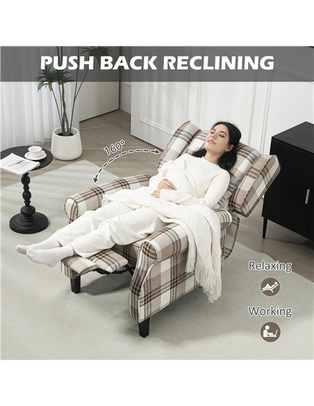 HOMCOM 160° Reclining Armchair, with Footrest - Brown
