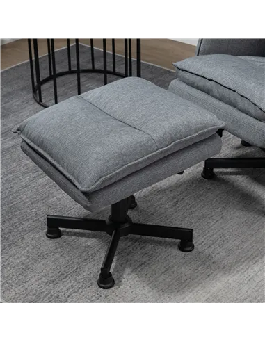 HOMCOM Swivel Recliner Chair and Footstool, Upholstered Massage Recliner Armchair with Remote Control, Timer and Steel Base, Gre