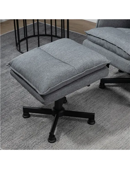 HOMCOM Swivel Recliner Chair and Footstool, Upholstered Massage Recliner Armchair with Remote Control, Timer and Steel Base, Gre