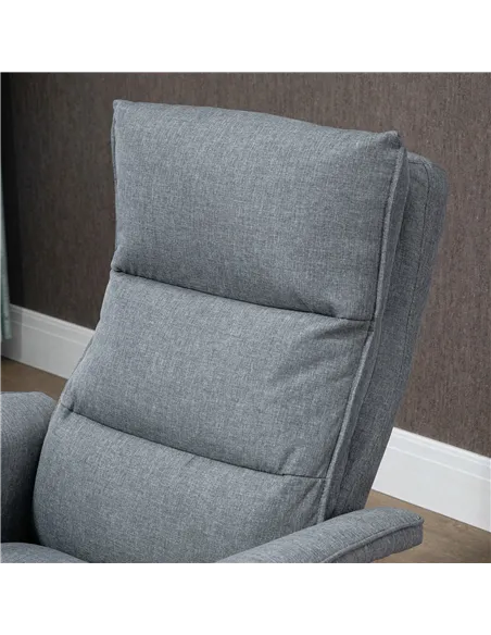 HOMCOM Swivel Recliner Chair and Footstool, Upholstered Massage Recliner Armchair with Remote Control, Timer and Steel Base, Gre
