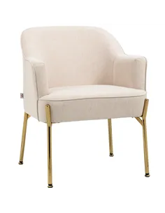 HOMCOM Fabric Accent Chair, Modern Armchair with Metal Legs for Living Room, Bedroom, Home Office, Cream