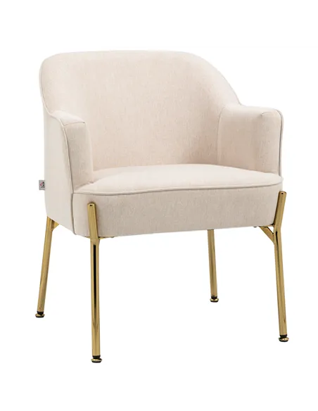 HOMCOM Fabric Accent Chair, Modern Armchair with Metal Legs for Living Room, Bedroom, Home Office, Cream