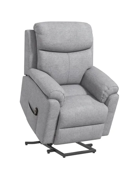 HOMCOM Power Lift Recliner Chair, Electric Lift Chair for Elderly, Overstuffed Linen Fabric Riser and Reclining Armchair with Re