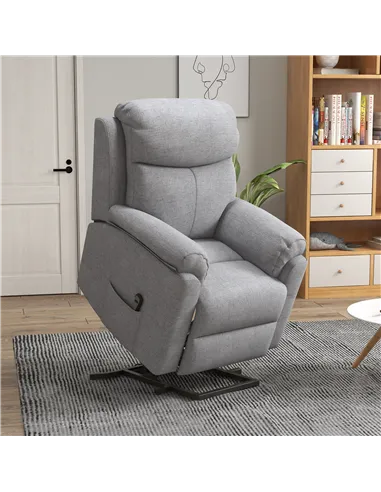 HOMCOM Power Lift Recliner Chair, Electric Lift Chair for Elderly, Overstuffed Linen Fabric Riser and Reclining Armchair with Re