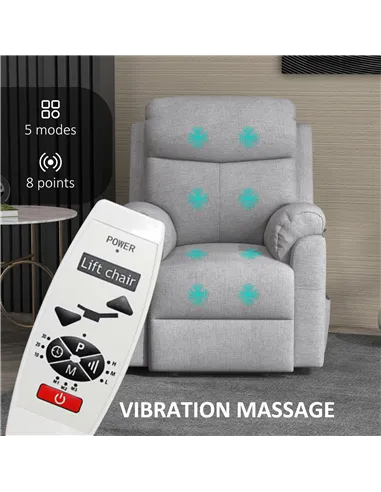 HOMCOM Power Lift Recliner Chair, Electric Lift Chair for Elderly, Overstuffed Linen Fabric Riser and Reclining Armchair with Re