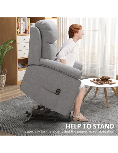HOMCOM Power Lift Recliner Chair, Electric Lift Chair for Elderly, Overstuffed Linen Fabric Riser and Reclining Armchair with Re