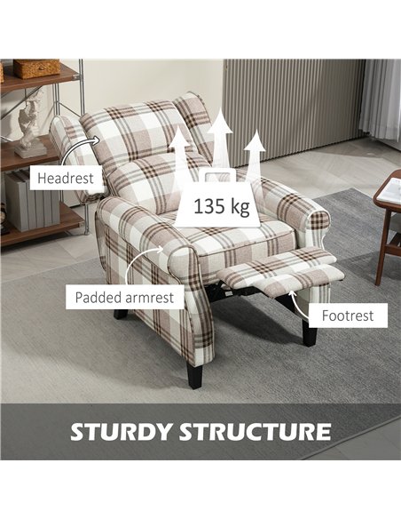 HOMCOM 160° Reclining Armchair, with Footrest - Brown