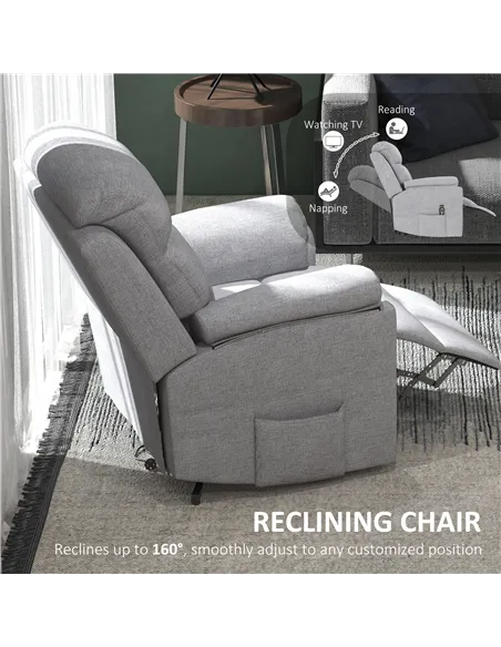 HOMCOM Power Lift Recliner Chair, Electric Lift Chair for Elderly, Overstuffed Linen Fabric Riser and Reclining Armchair with Re