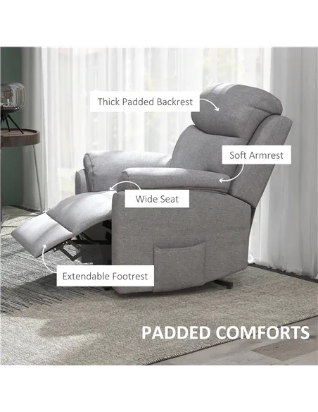 HOMCOM Power Lift Recliner Chair, Electric Lift Chair for Elderly, Overstuffed Linen Fabric Riser and Reclining Armchair with Re