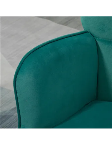 HOMCOM Modern Armchair with Footstool, Upholstered Accent Chair with Ottoman, Steel Legs, Velvet Wingback Chair for Living Room,