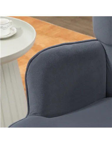 HOMCOM Modern Armchair with Footstool, Upholstered Accent Chair with Ottoman, Steel Legs, Velvet Wingback Chair for Living Room,